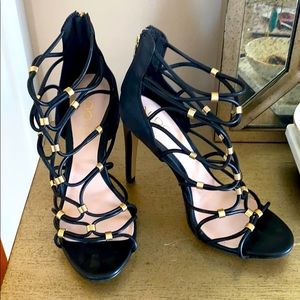 Aldo Black and Gold Heels
